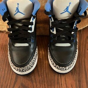 Jordan 3 Kids Black and Blue sport
